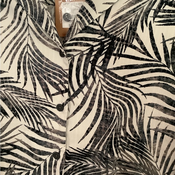 🍉Far West button down shirt, cropped, 2X NWT, palm all over print Plus Size - Picture 6 of 7